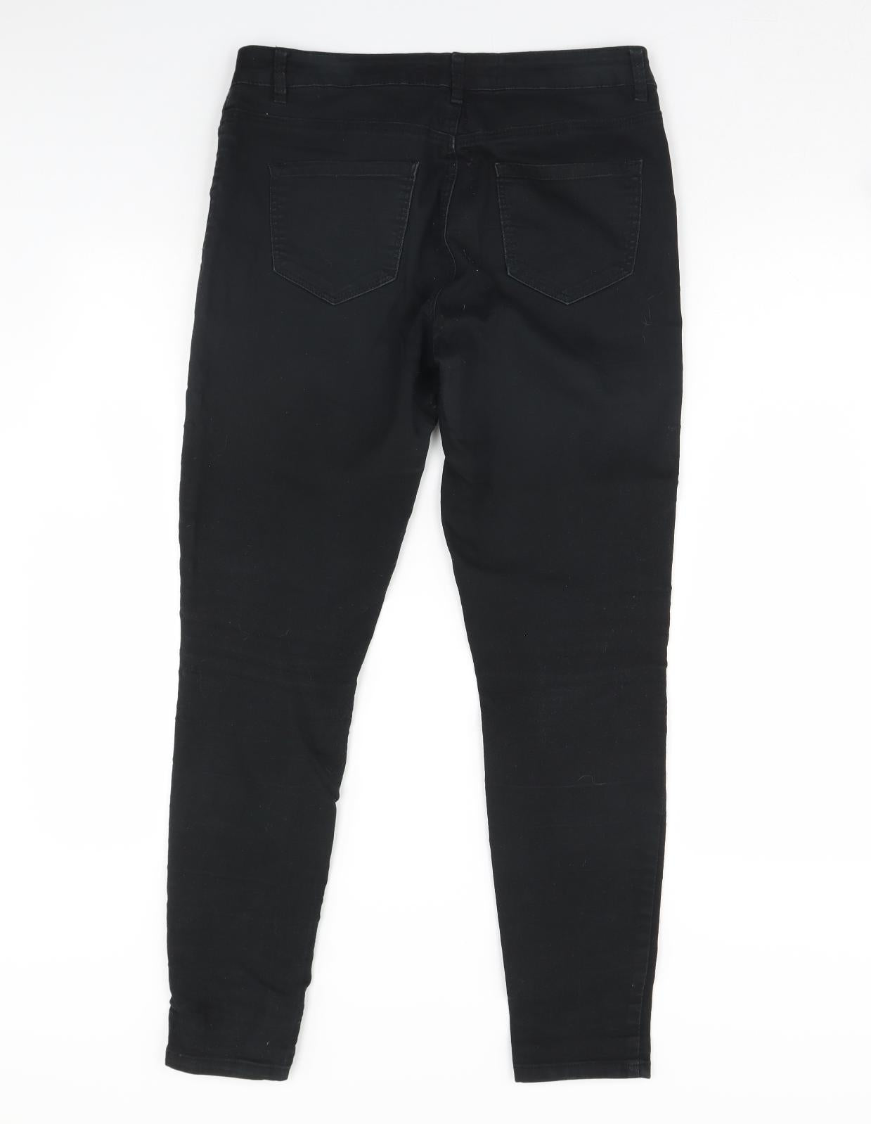 Preworn Womens Black  Denim Skinny Jeans Size 12 L30 in