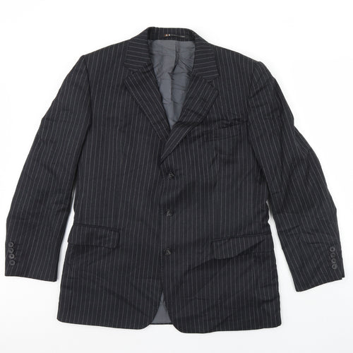 Oaks Mens Grey Striped  Jacket Blazer Size 42  - Shoulder Pads