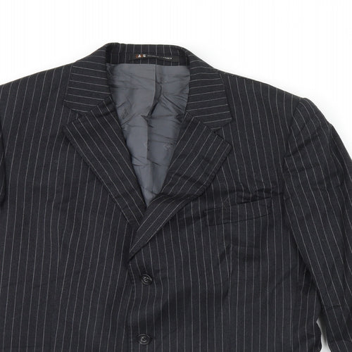 Oaks Mens Grey Striped  Jacket Blazer Size 42  - Shoulder Pads