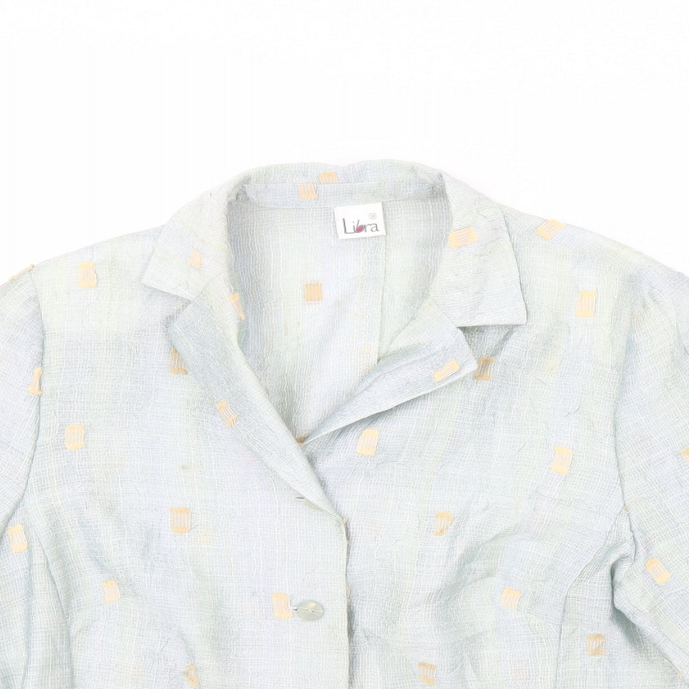 Libra Womens Green Polka Dot  Jacket Blazer Size 16
