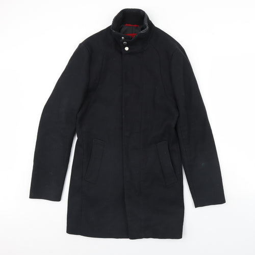 Zara Mens Black   Overcoat Coat Size S