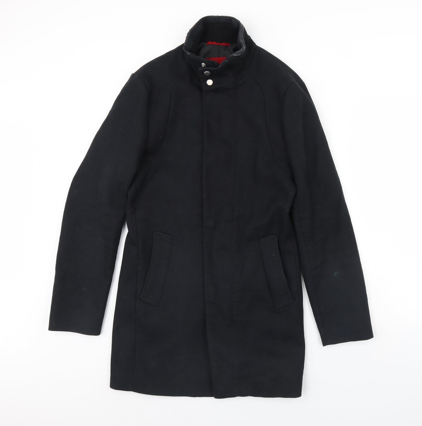 Zara Mens Black   Overcoat Coat Size S