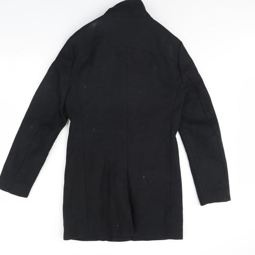 Zara Mens Black   Overcoat Coat Size S