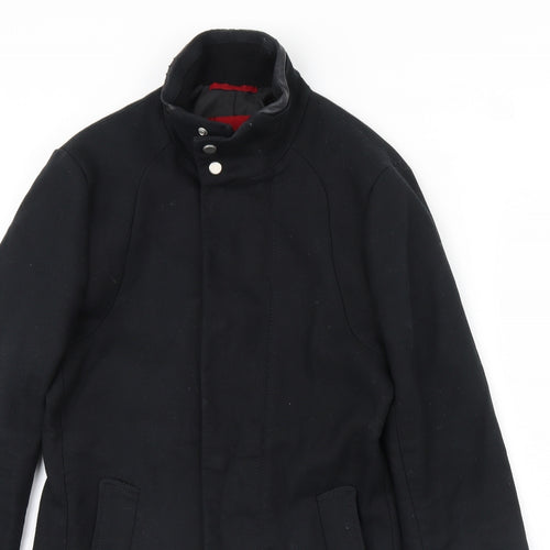 Zara Mens Black   Overcoat Coat Size S