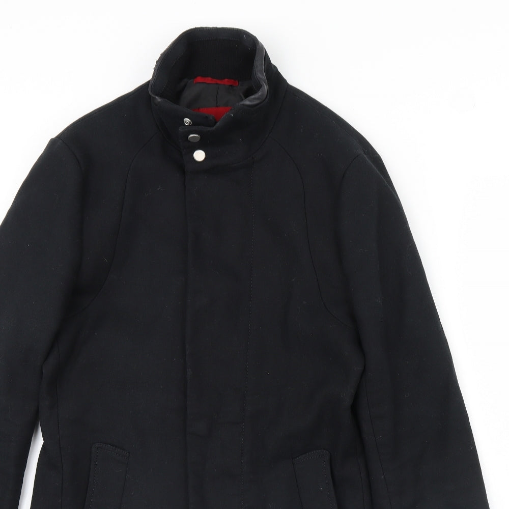Zara Mens Black   Overcoat Coat Size S