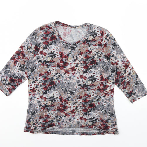 Damart Womens Grey Floral  Pullover Jumper Size 14