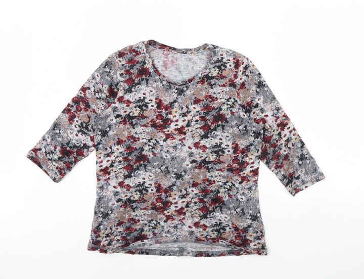 Damart Womens Grey Floral  Pullover Jumper Size 14