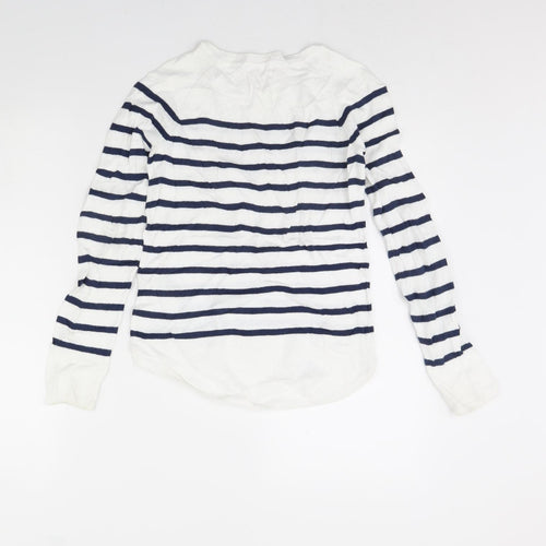 H&M Girls White Striped  Pullover Jumper Size 10 Years