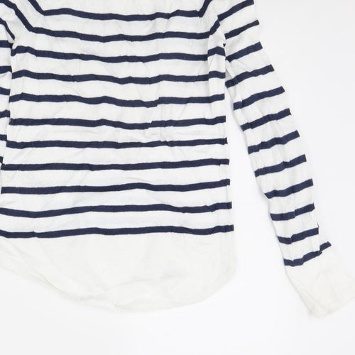 H&M Girls White Striped  Pullover Jumper Size 10 Years