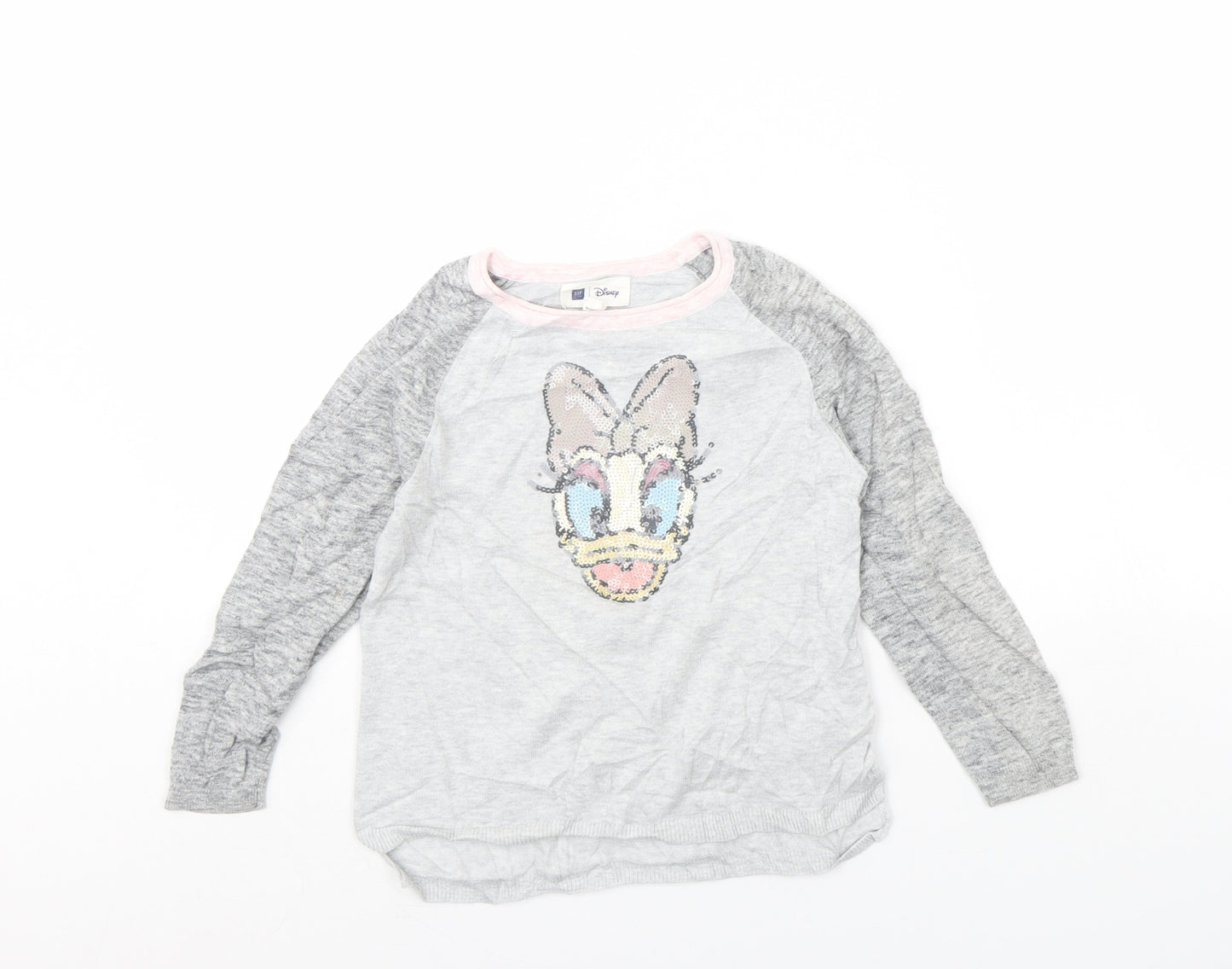 Gap Girls Grey   Pullover Jumper Size S  - Daisy duck