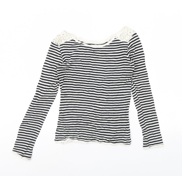 Bershka Womens Blue Striped Pullover Jumper Size M