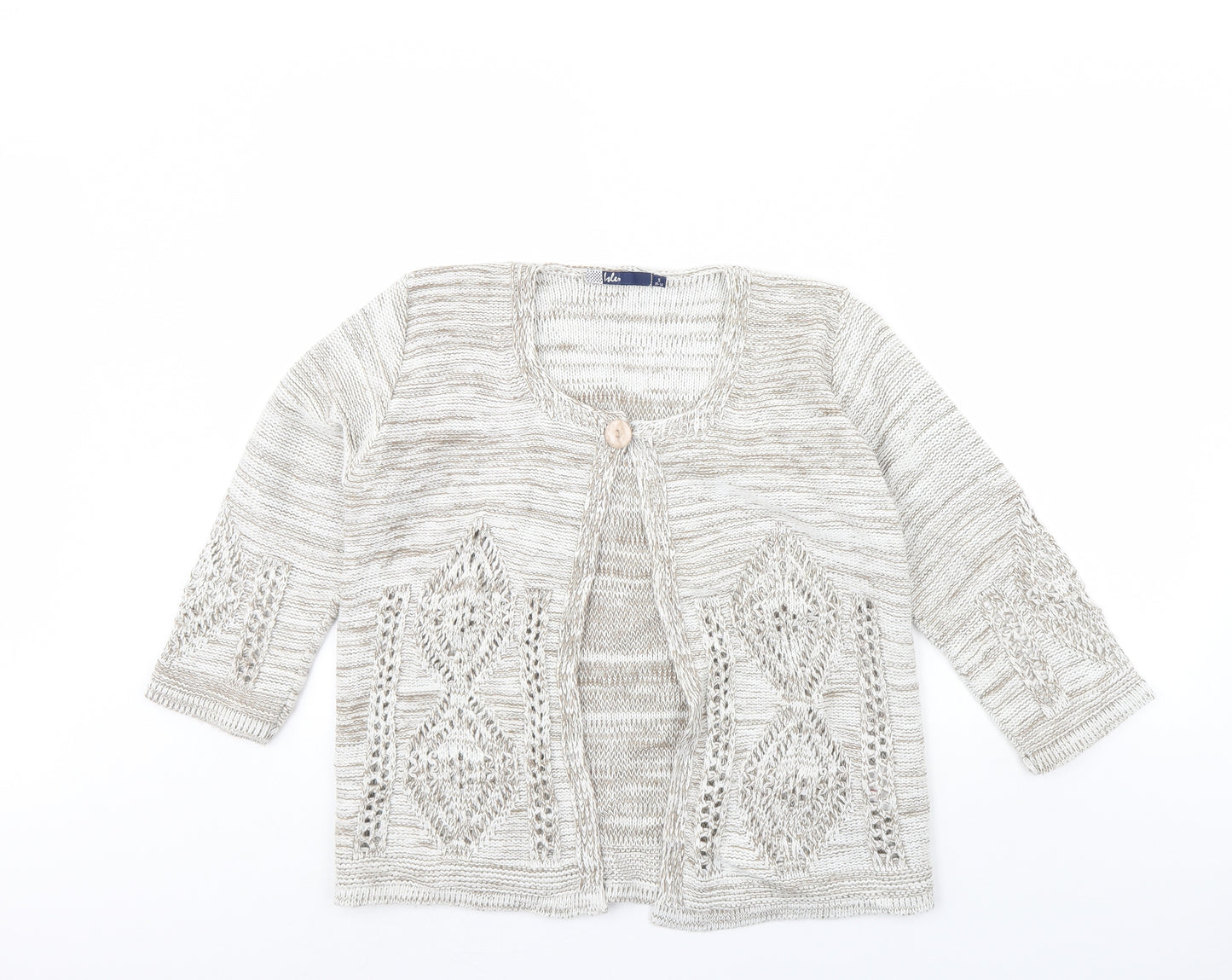 Isle Womens Beige Striped  Jacket  Size S