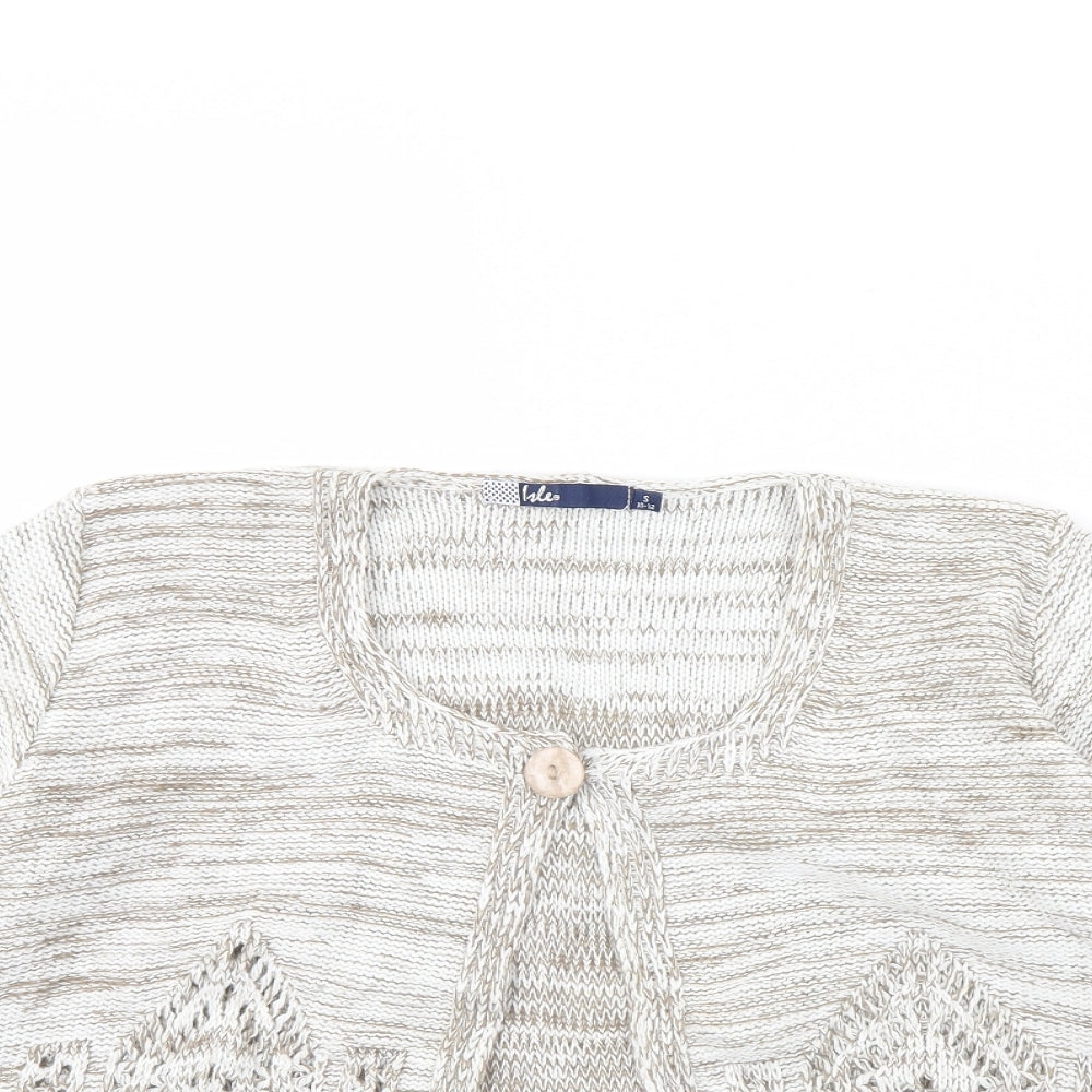 Isle Womens Beige Striped  Jacket  Size S