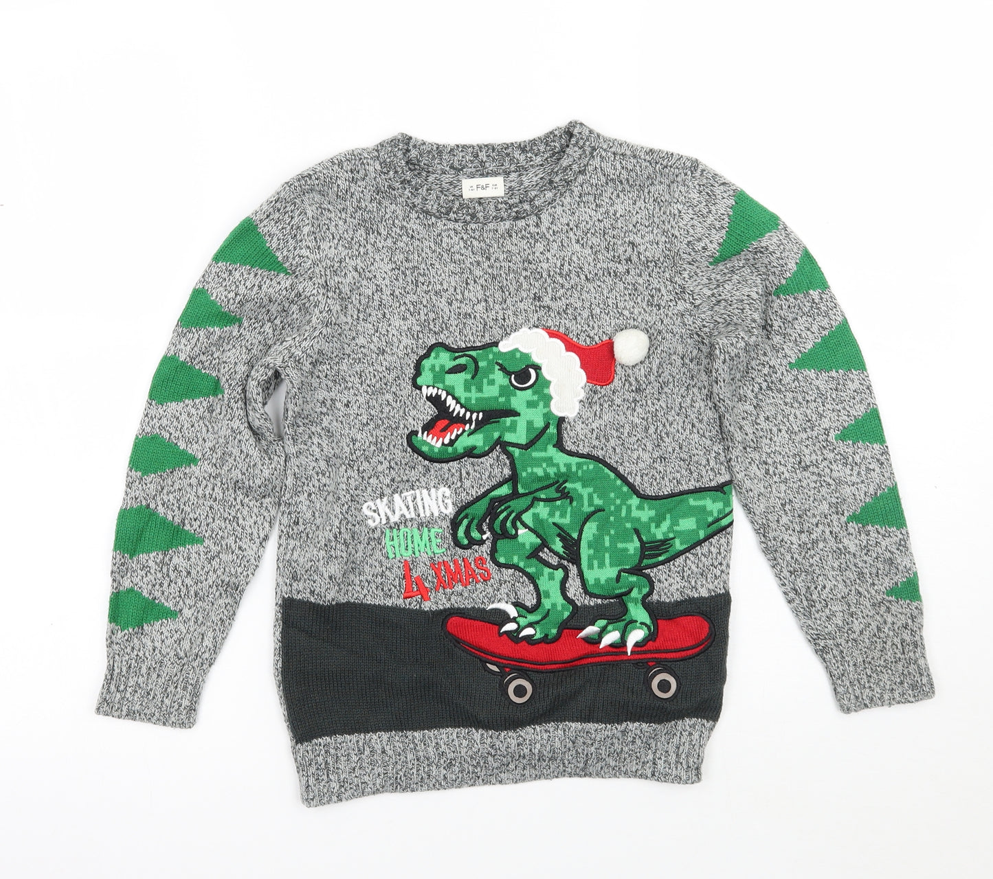 F&F Boys Grey   Pullover Jumper Size 7-8 Years  - Christmas