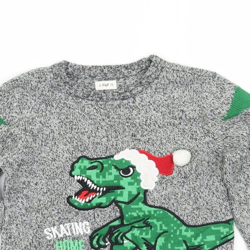 F&F Boys Grey   Pullover Jumper Size 7-8 Years  - Christmas