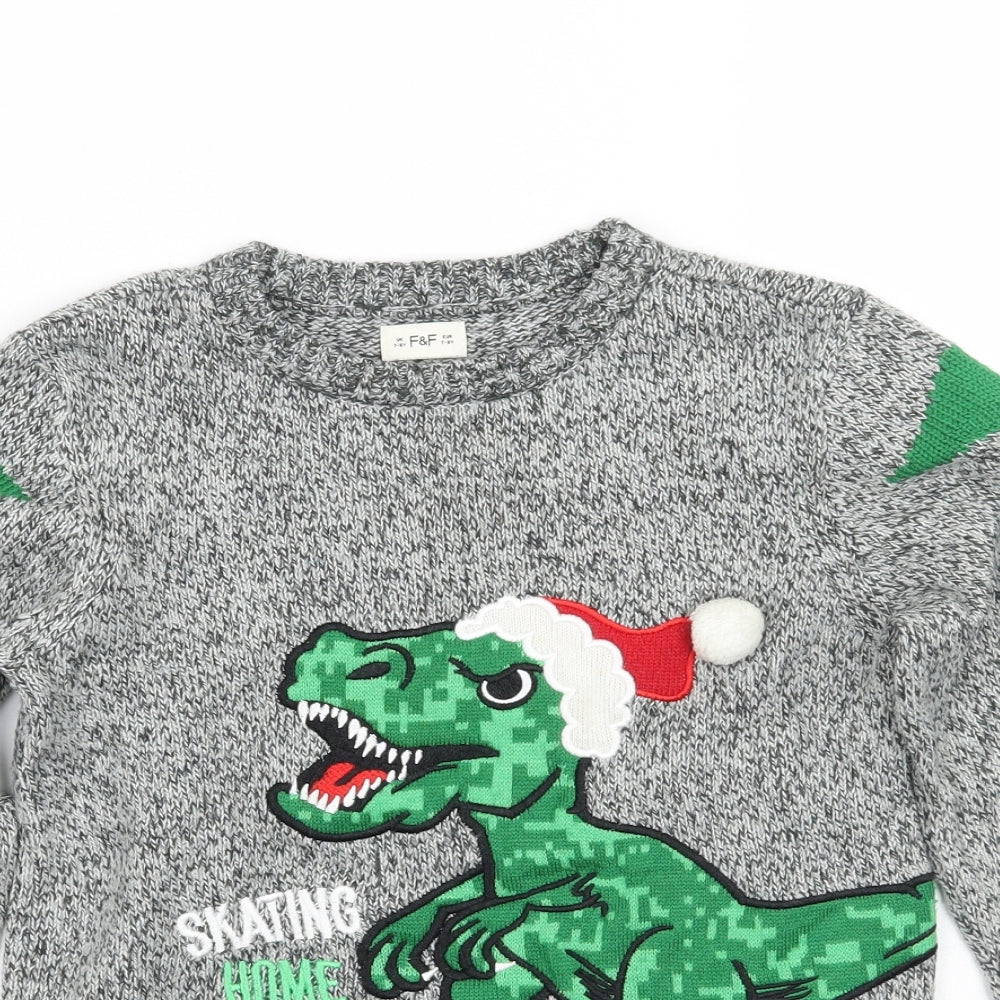 F&F Boys Grey   Pullover Jumper Size 7-8 Years  - Christmas