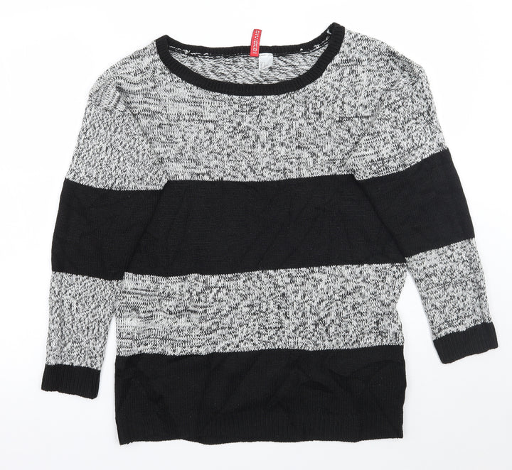 H&M Womens Black Striped Pullover Jumper Size S