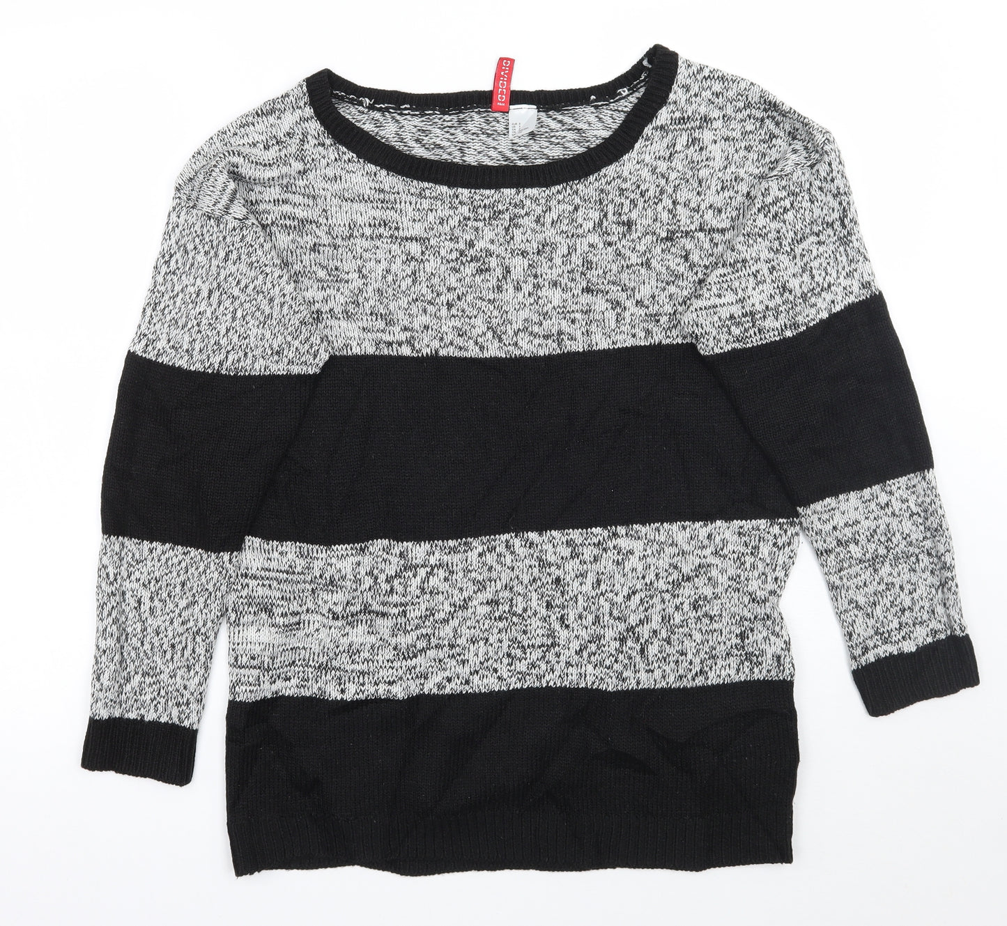 H&M Womens Black Striped  Pullover Jumper Size S