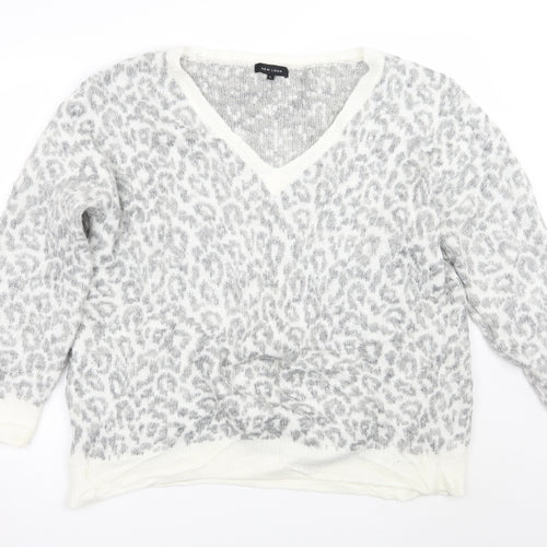 Newlook Womens Grey Animal Print  Pullover Jumper Size L