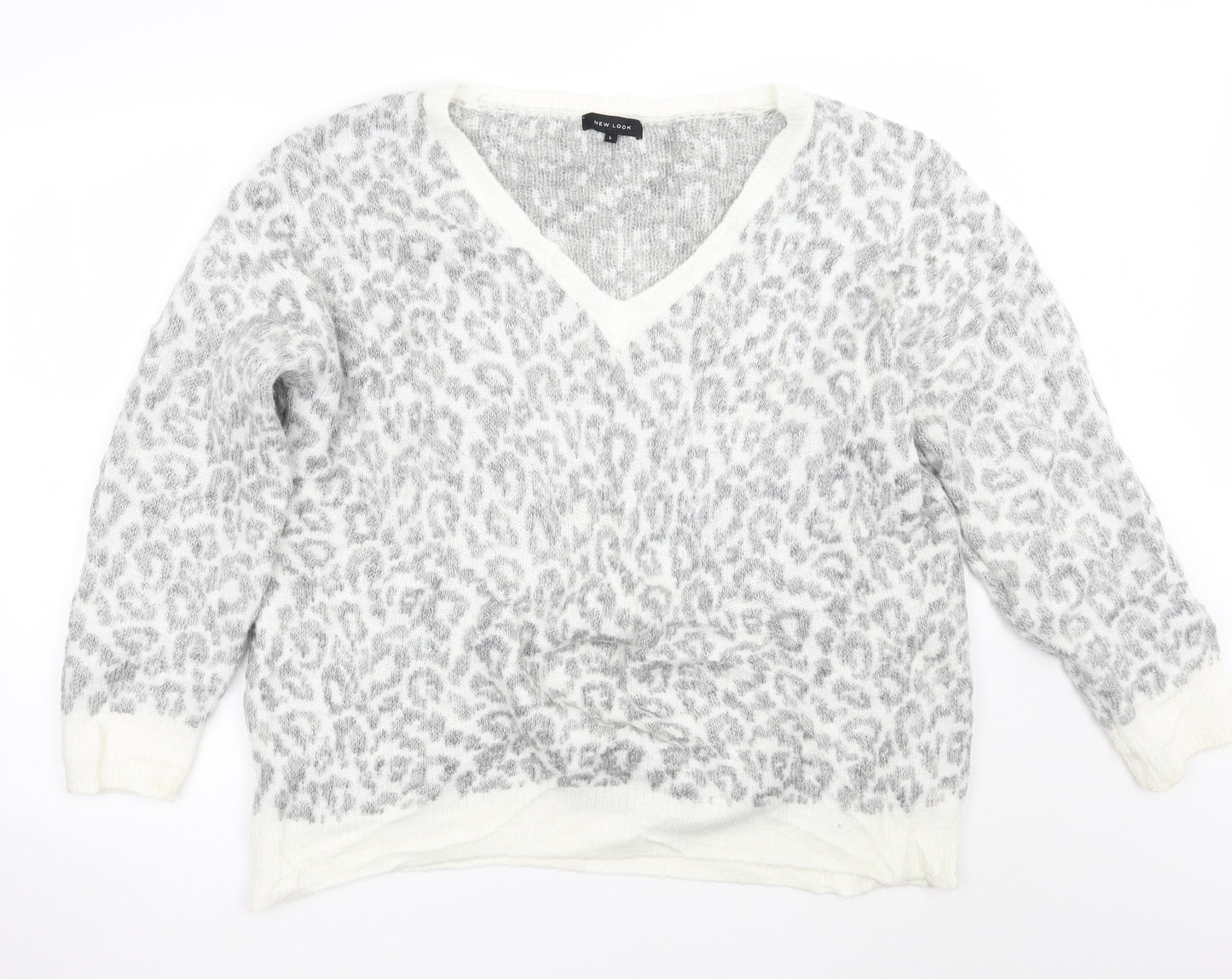 Newlook Womens Grey Animal Print  Pullover Jumper Size L