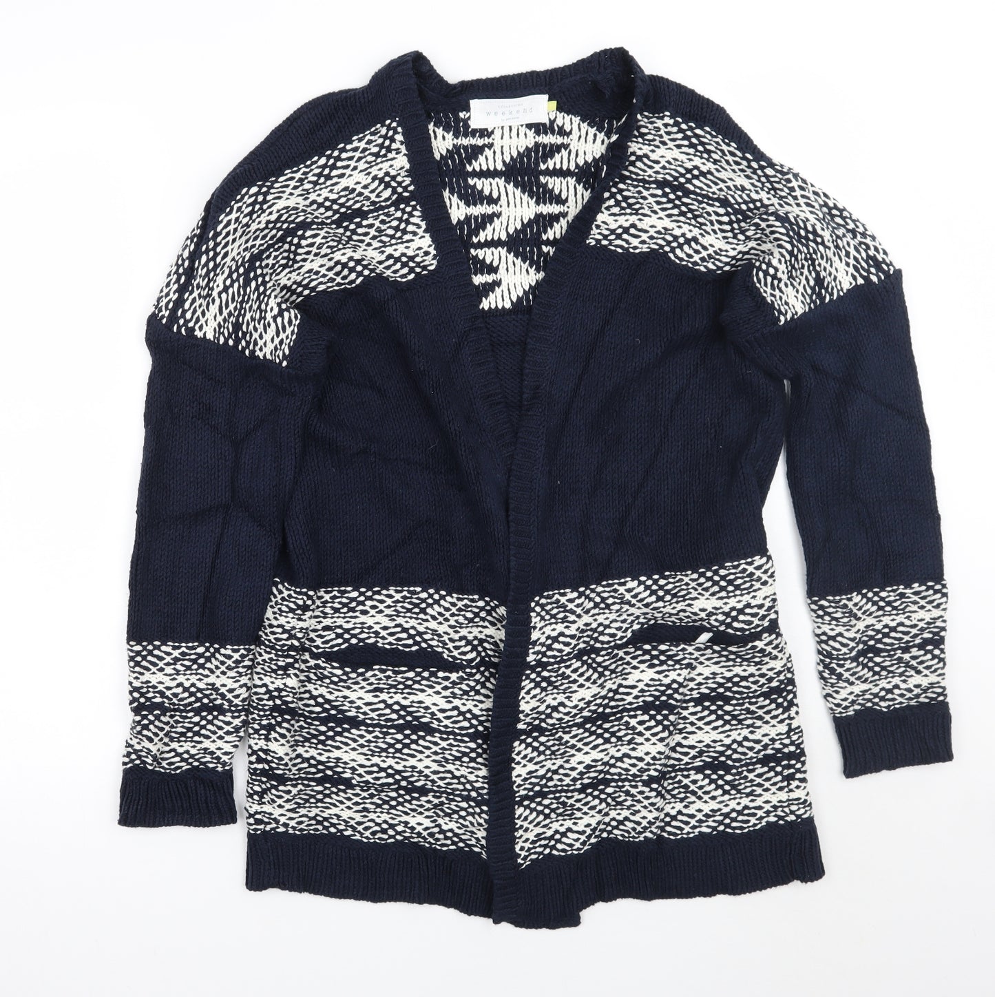 John Lewis Womens Blue Geometric  Cardigan Jumper Size M