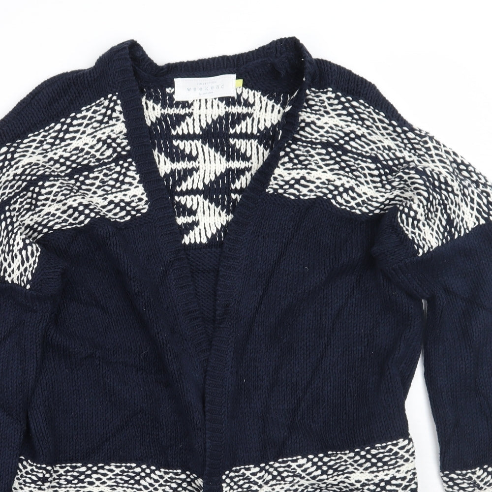 John Lewis Womens Blue Geometric  Cardigan Jumper Size M