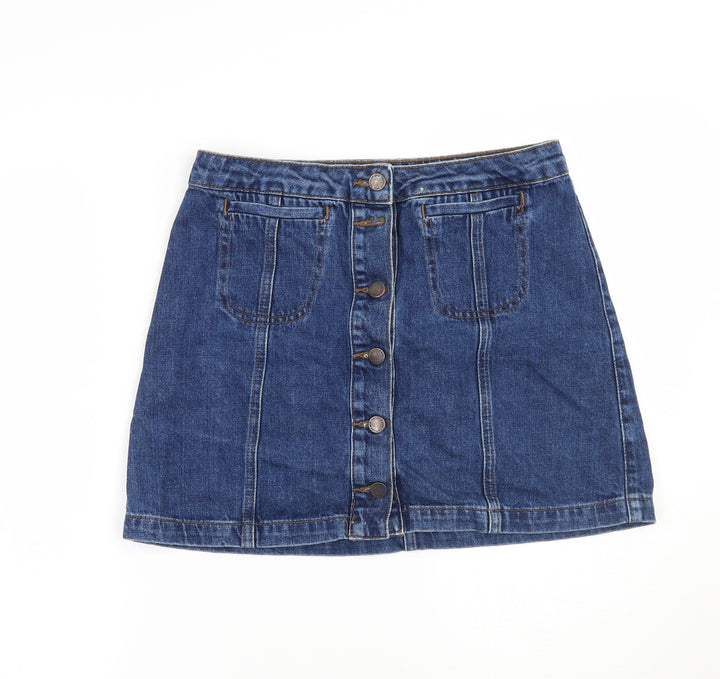 Topshop Womens Blue A-Line Skirt Size 28