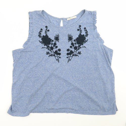 George Womens Blue Floral  Basic Tank Size 22