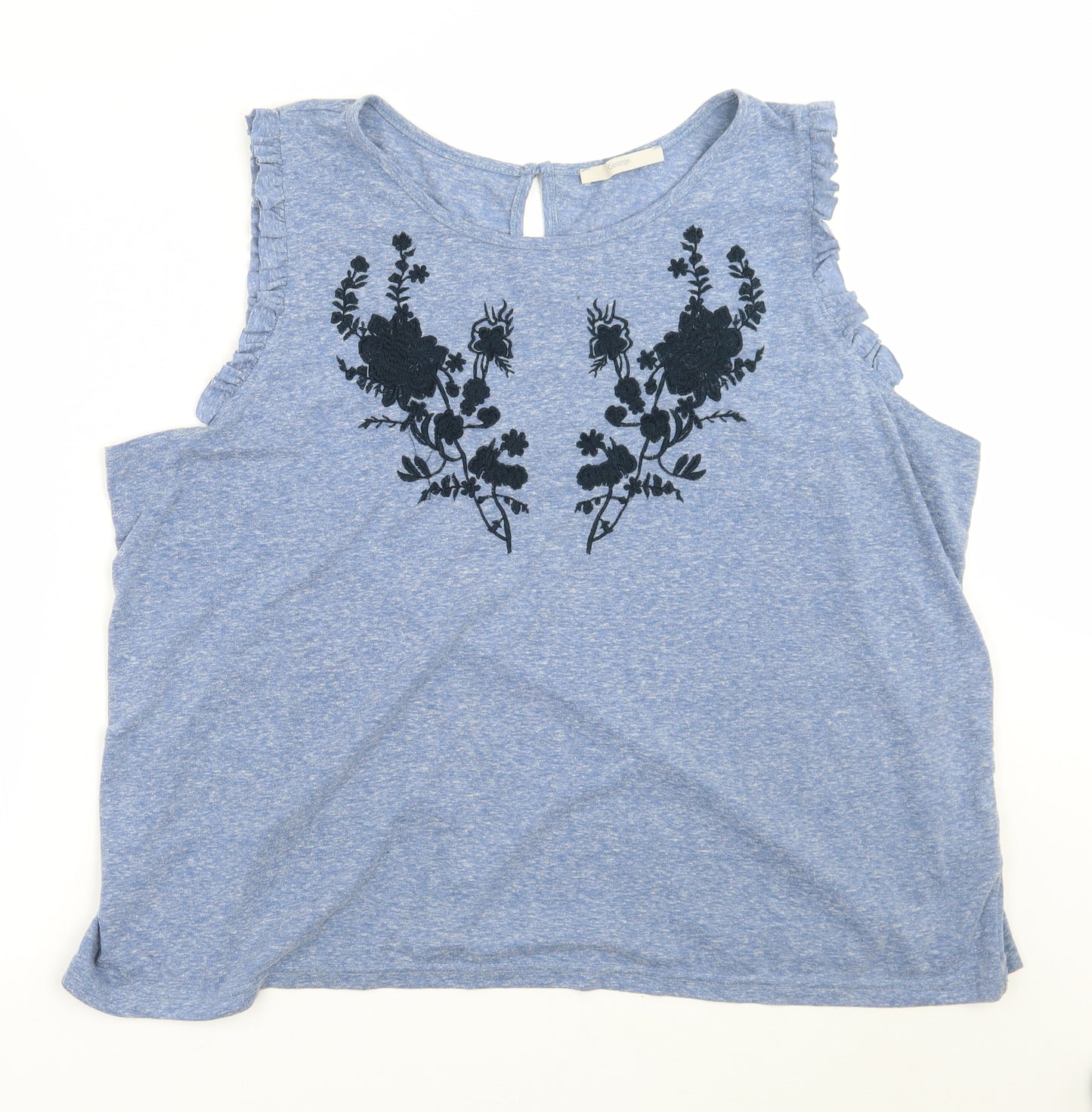 George Womens Blue Floral  Basic Tank Size 22