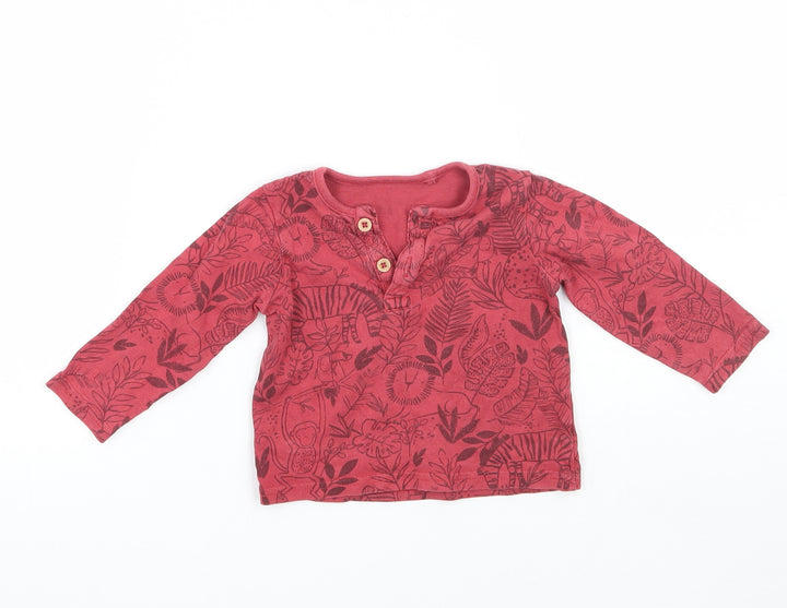 TU Boys Red Floral  Basic T-Shirt Size 3-6 Months