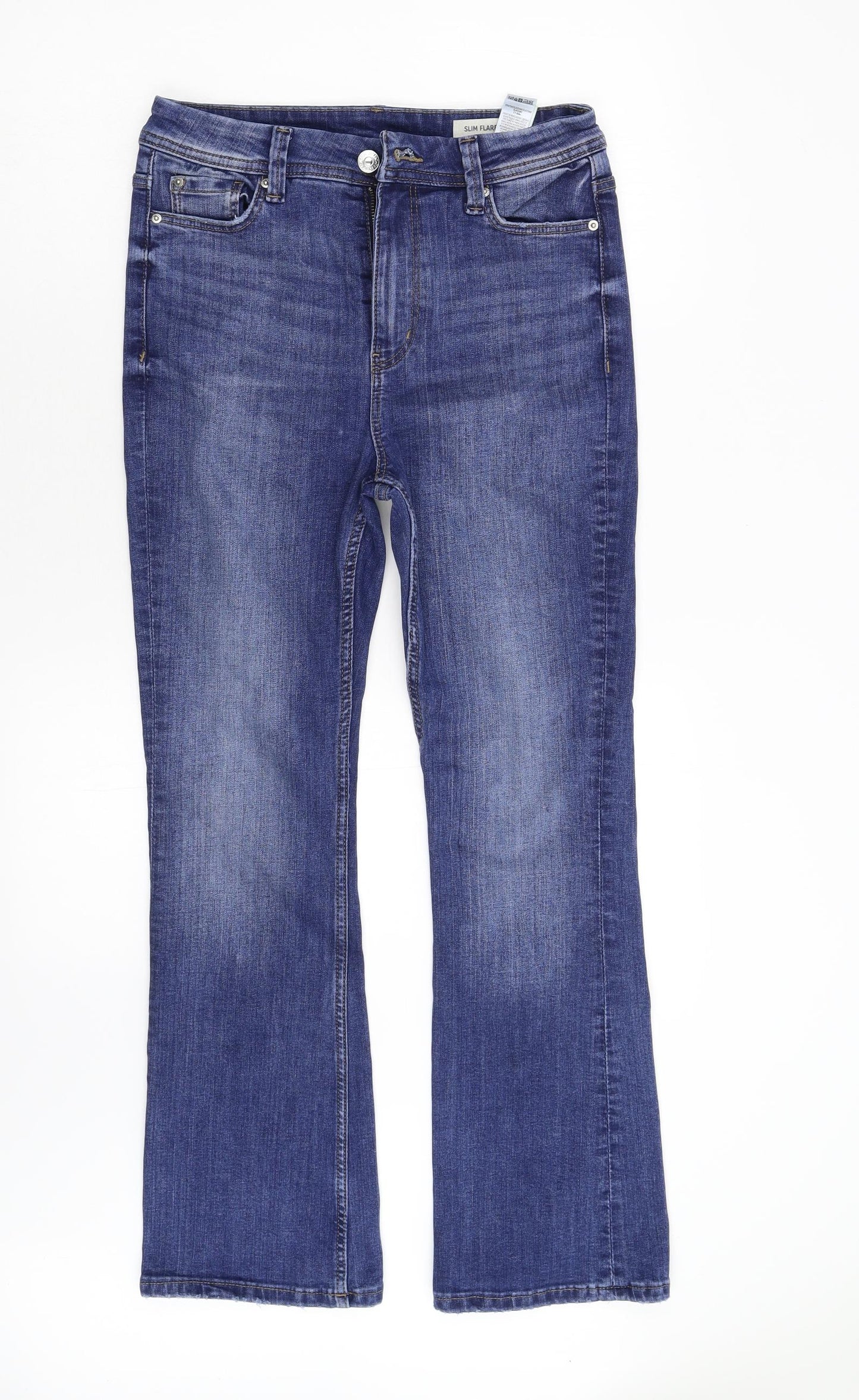 M&S Womens Blue  Denim Flared Jeans Size 10 L28 in - Short
