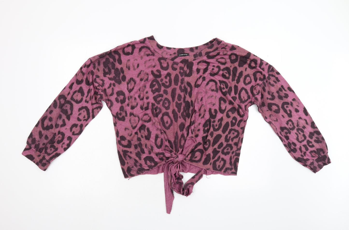 Made in Italy Womens Pink Animal Print  Pullover Jumper Size L