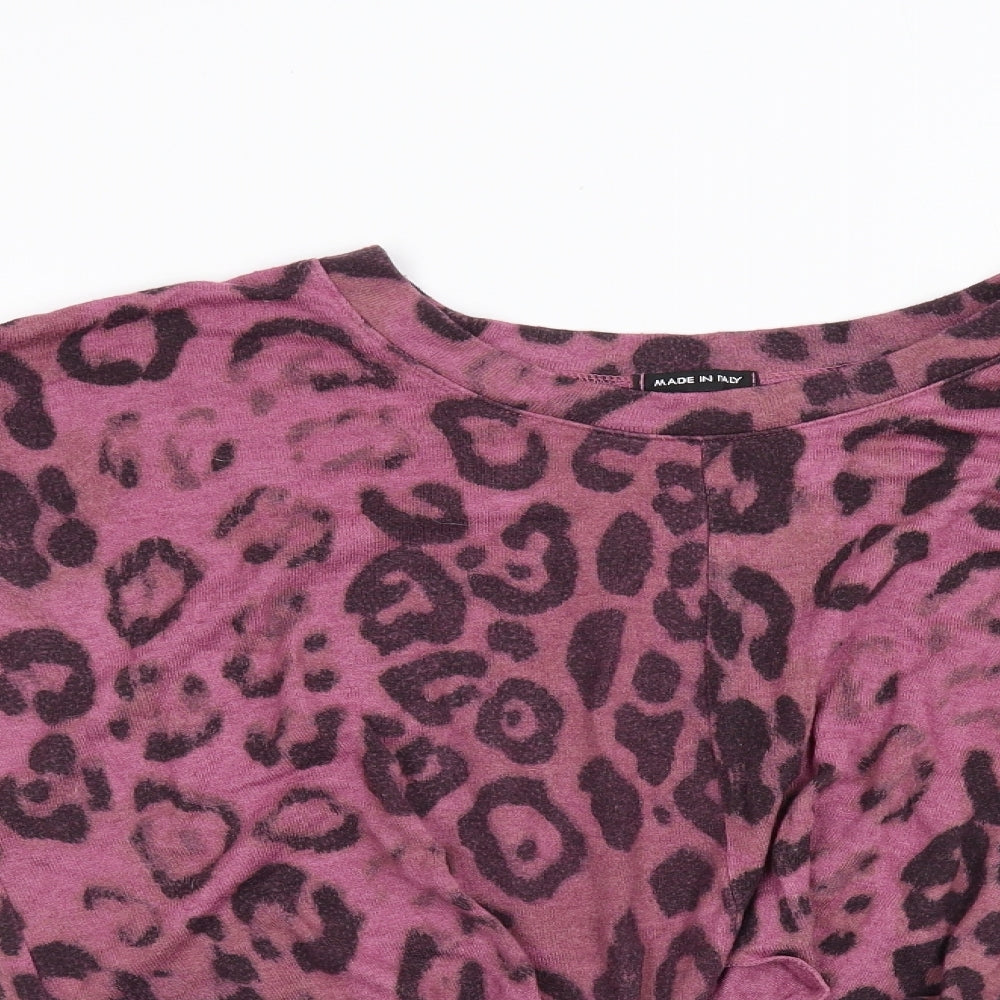 Made in Italy Womens Pink Animal Print  Pullover Jumper Size L