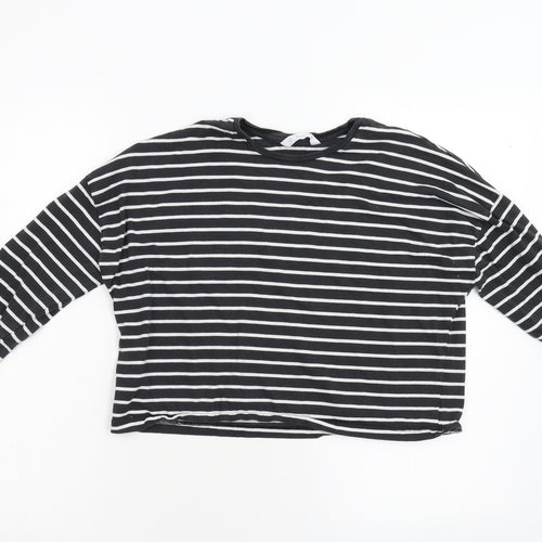 MNG Girls Black Striped  Basic T-Shirt Size 13-14 Years