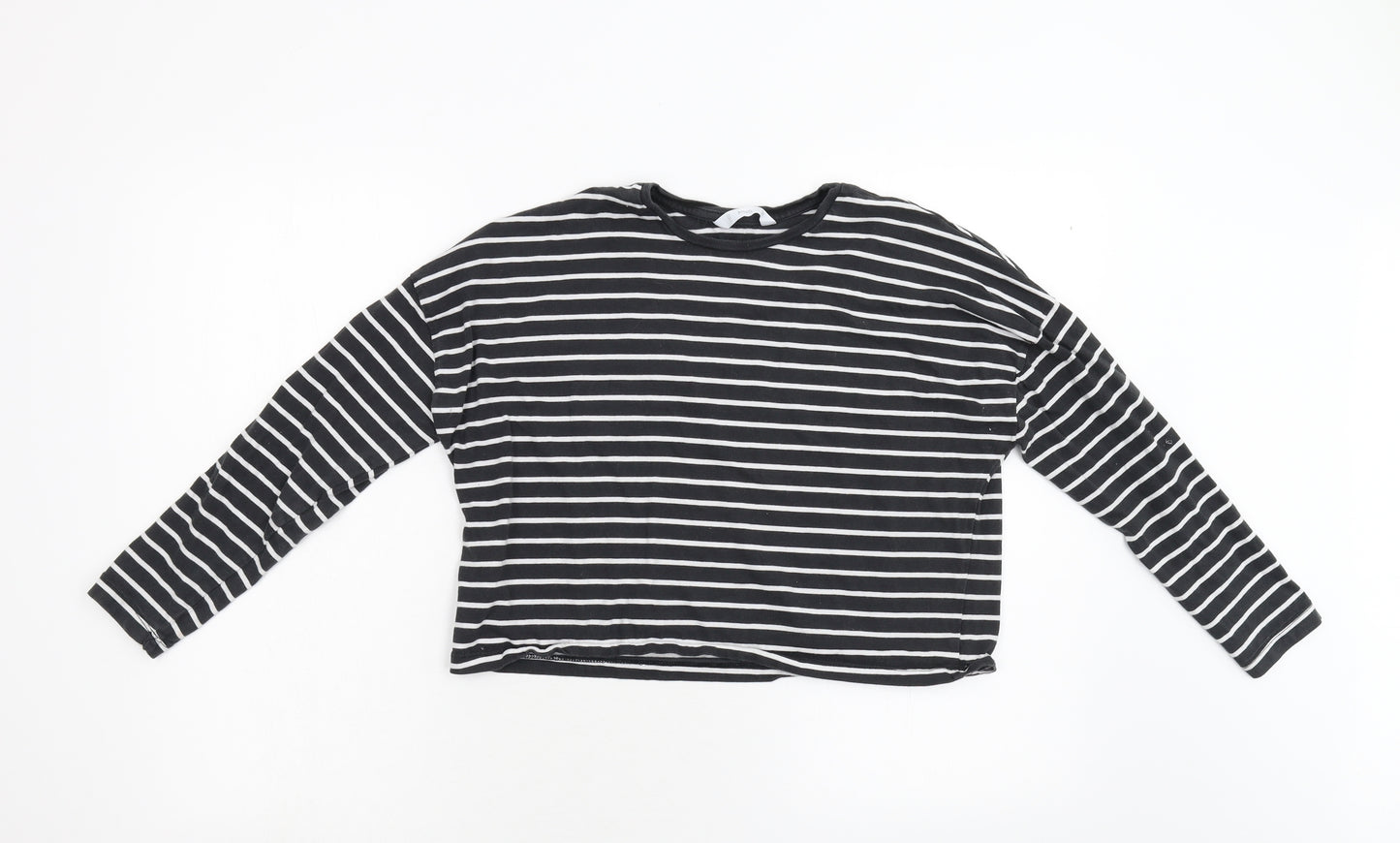 MNG Girls Black Striped  Basic T-Shirt Size 13-14 Years