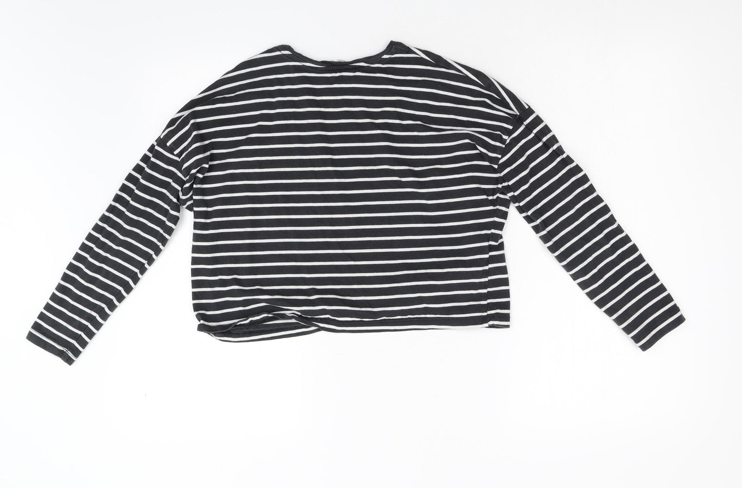 MNG Girls Black Striped  Basic T-Shirt Size 13-14 Years