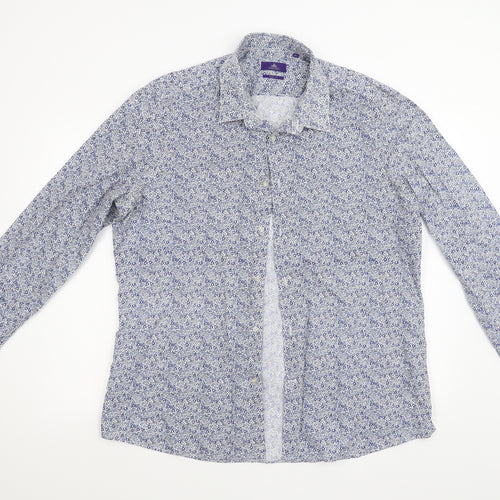 NEXT Mens Blue Floral   Button-Up Size 18