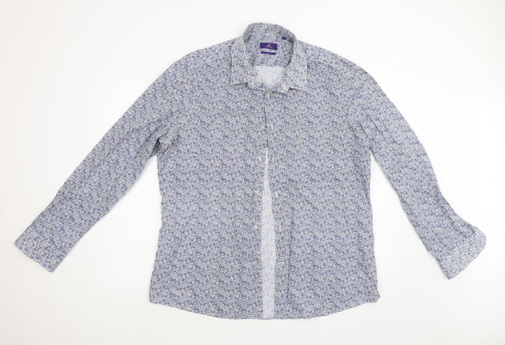 NEXT Mens Blue Floral   Button-Up Size 18