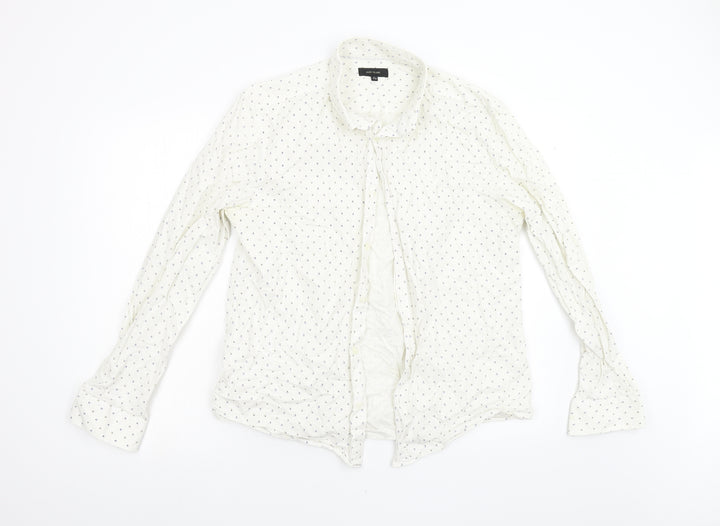 River Island Mens White Geometric Button-Up Size 17.5