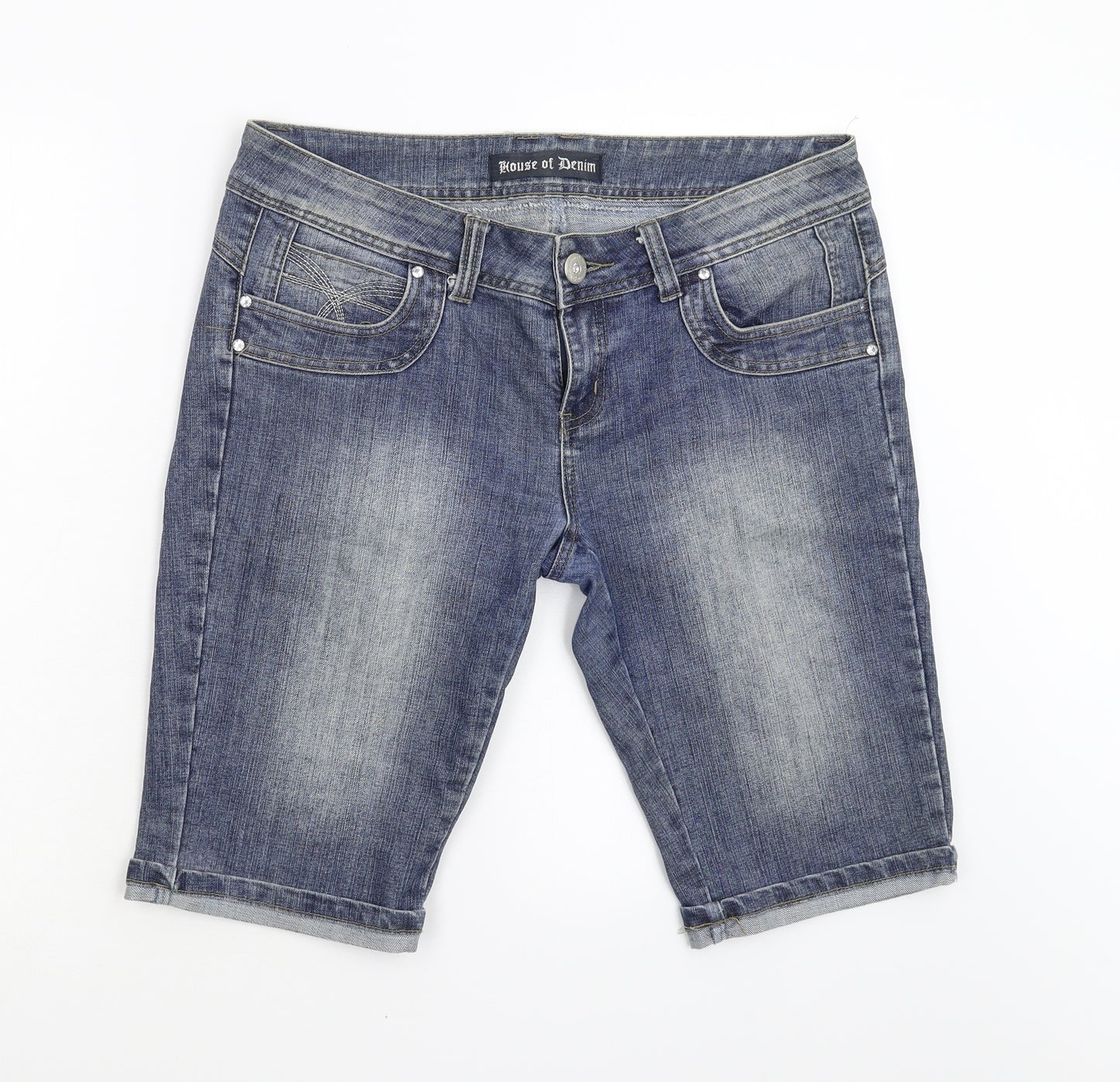 House of Denim Womens Blue  Denim Bermuda Shorts Size 16