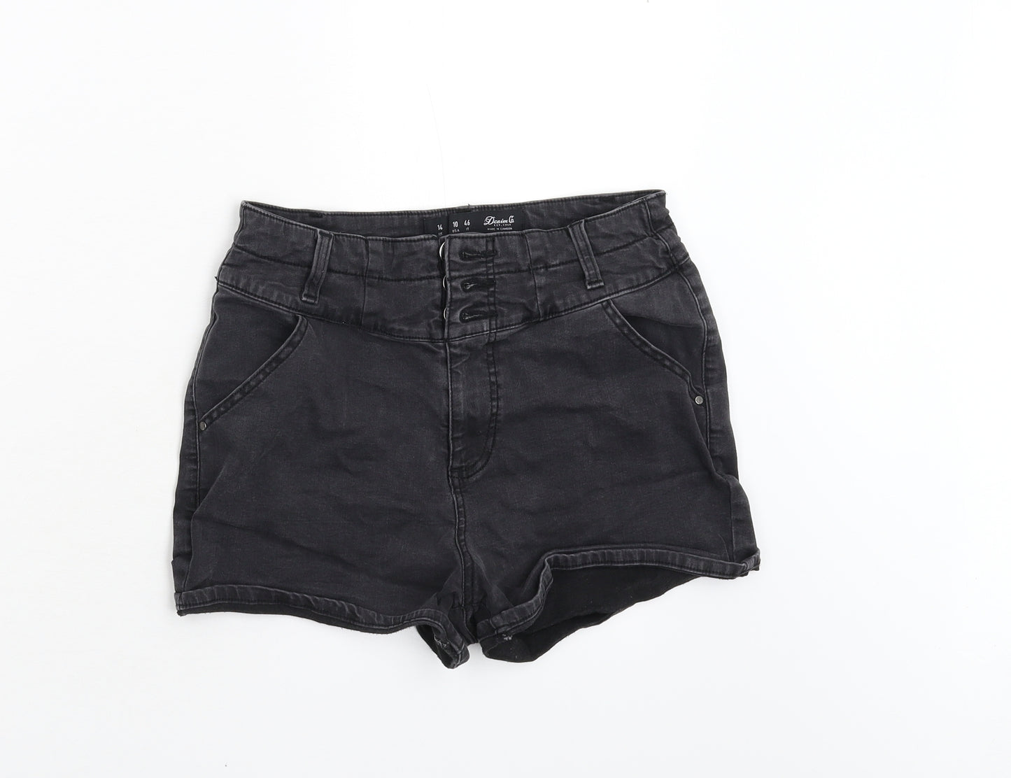 Primark Womens Black  Denim Hot Pants Shorts Size 14