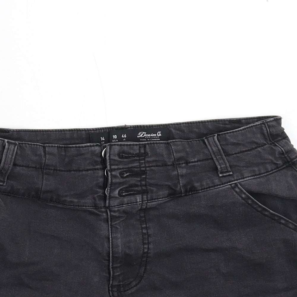 Primark Womens Black  Denim Hot Pants Shorts Size 14