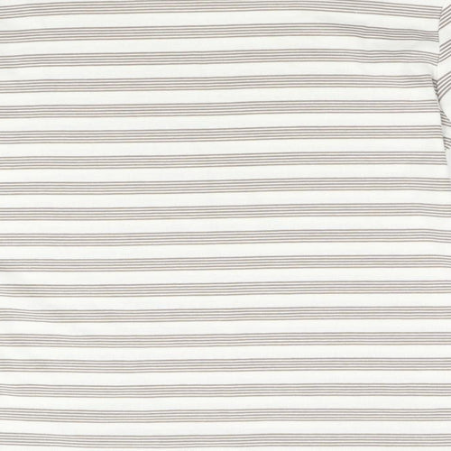 Alexara Womens Brown Striped  Basic T-Shirt Size 14