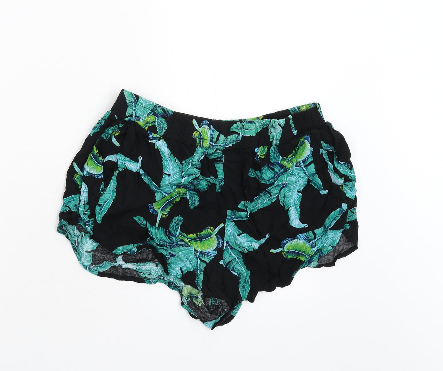 Brave Soul Womens Green Floral  Hot Pants Shorts Size L