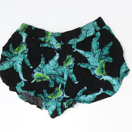 Brave Soul Womens Green Floral  Hot Pants Shorts Size L