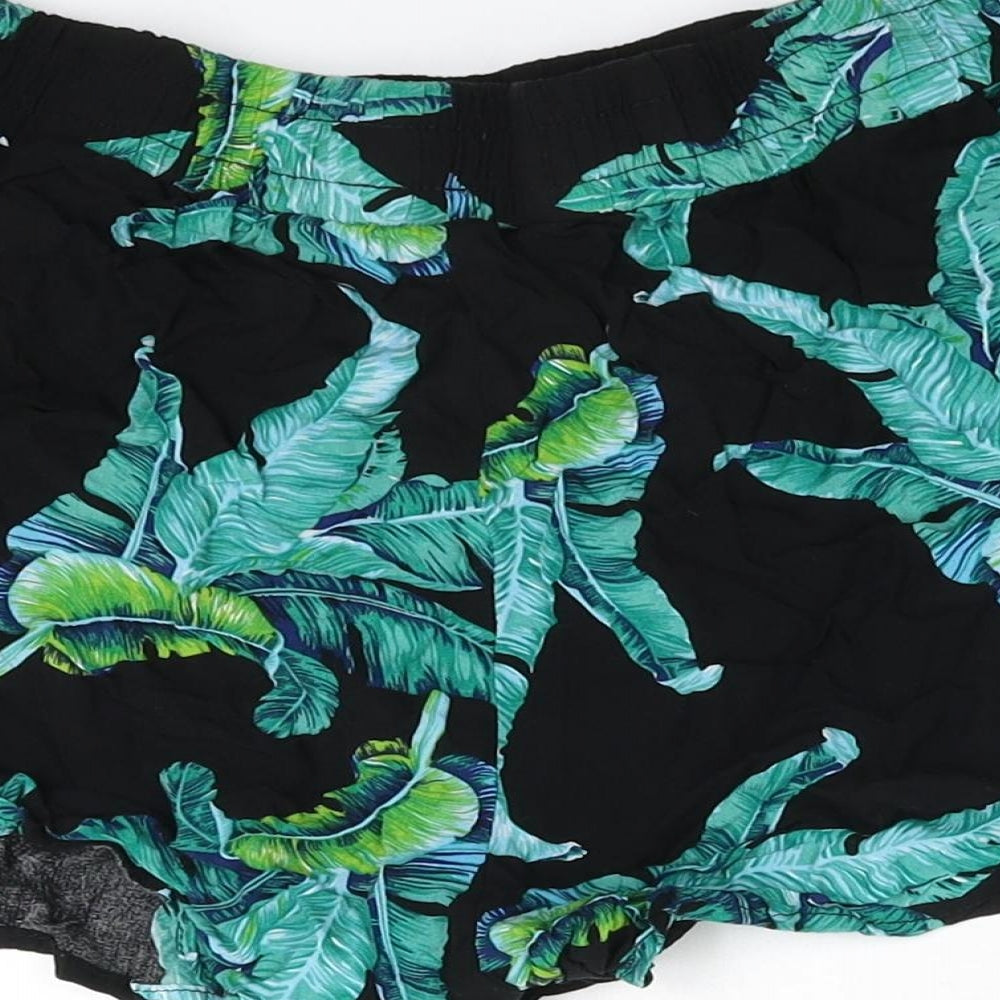 Brave Soul Womens Green Floral  Hot Pants Shorts Size L
