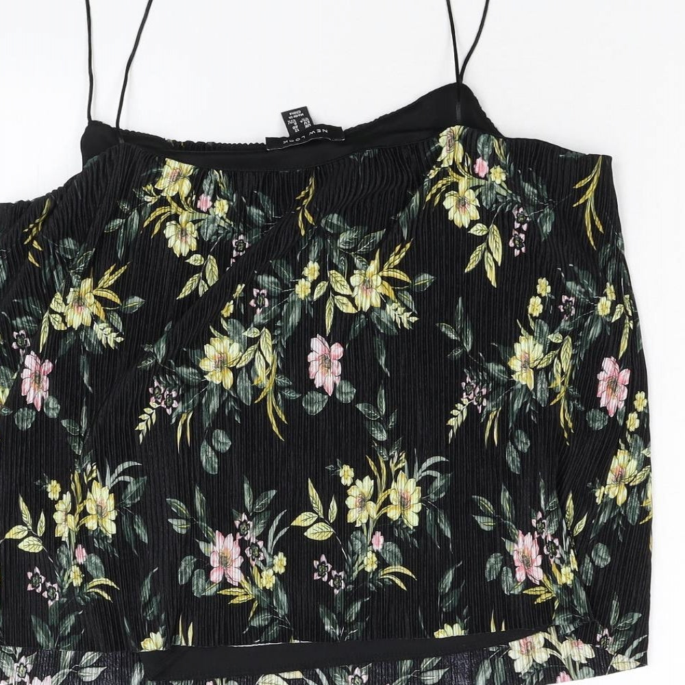 New Look Womens Black Floral  Camisole Tank Size 12