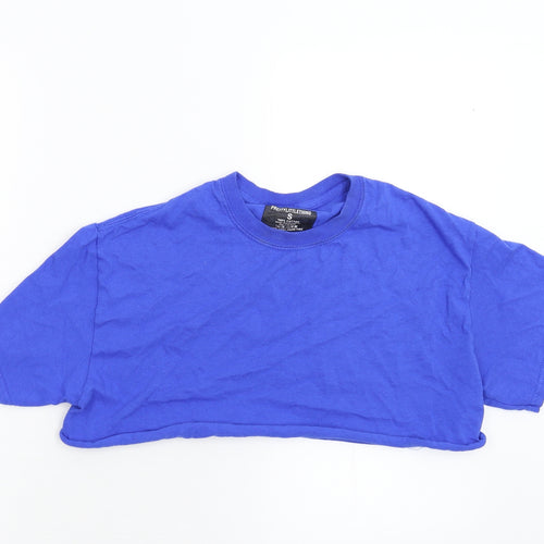 Pretty Little Thing Womens Blue   Cropped T-Shirt Size S