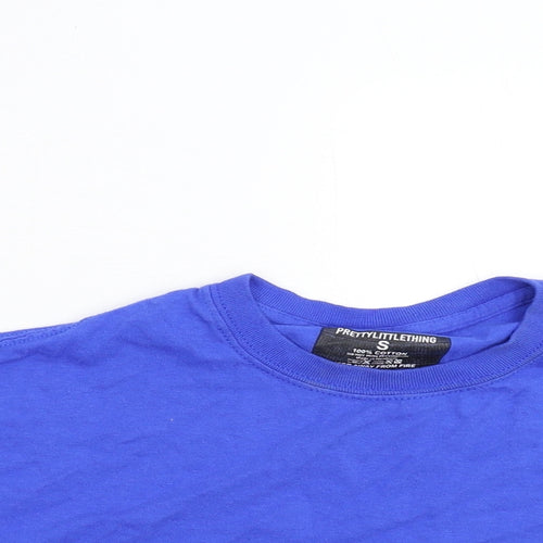 Pretty Little Thing Womens Blue   Cropped T-Shirt Size S
