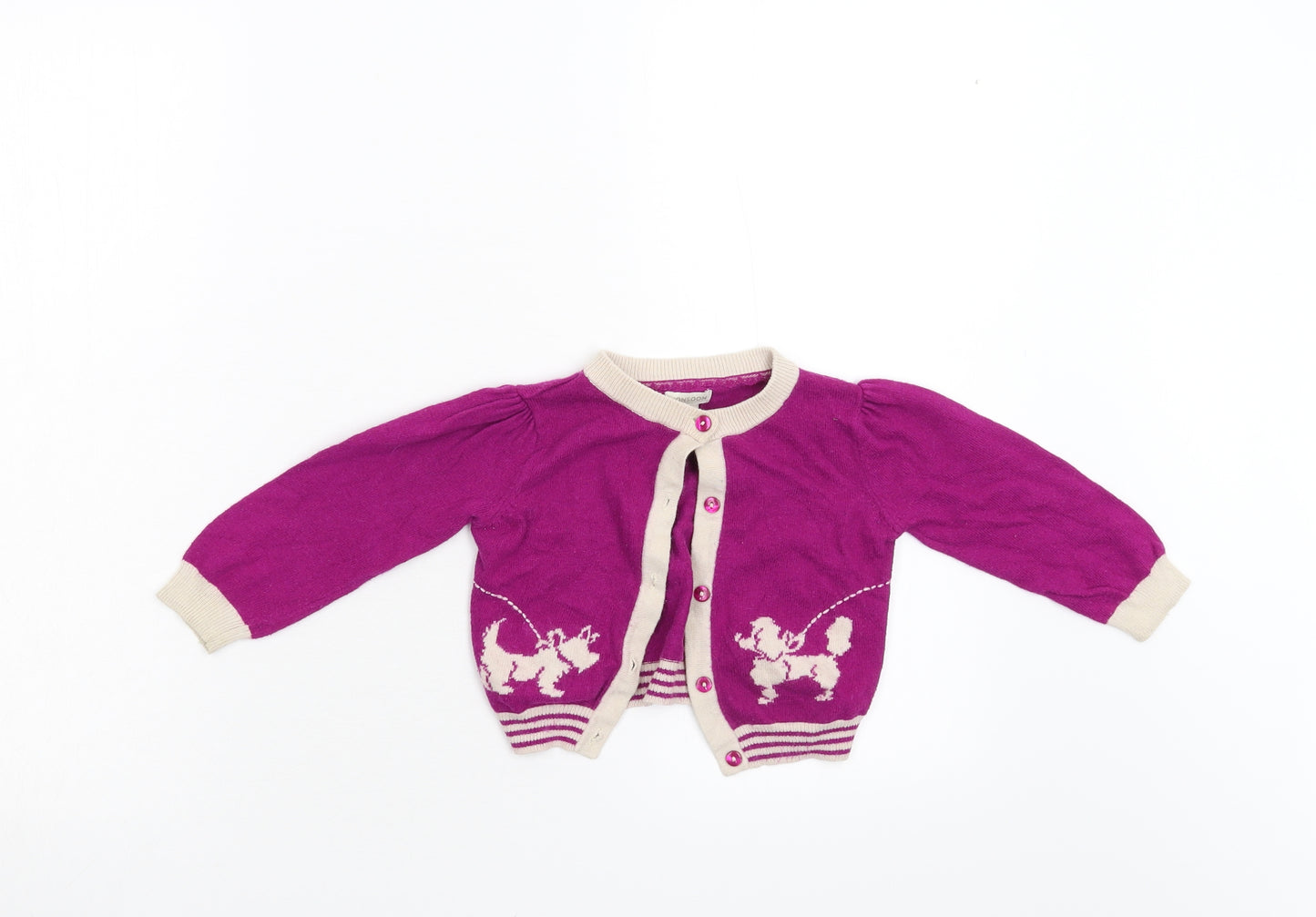 Monsoon  Pink  Knit Cardigan Jumper Size 18-24 Months  - Dogs